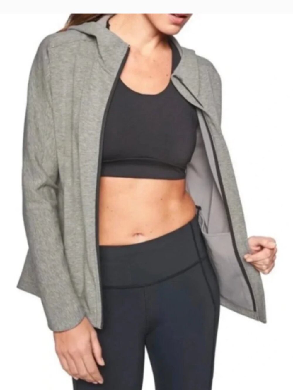 Athleta‎ Women's Modern Life Hoodie Full Zip Up Jacket Light Heather Gray Size S